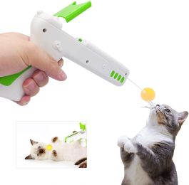 Teaser Cat Gun, Interactive Cats Toy, Cat Funny Gun Toy with Feather Wand and Cat Ball Toy, Kitten Exercise & Entertainment Indoor Cats Nip IQ Toys