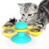 Cat Turntable Toy, Multifunction Catnip Rotating Windmill Toys with Strong Suction Cup, Interactive Play Self Groomer Massage Toy(D0101HEBN0G)