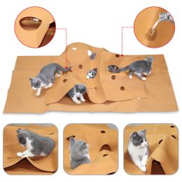 Pet Tunnel Mat Cat Waterproof Play Mat Hide and Seek Pad Interactive Mat Indoor Toy(D0101HEBZ3A)