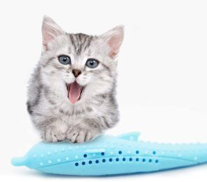 Cat Toothbrush Fish Shape with Catnip Pet Eco-Friendly Silicone Molar Stick Teeth Cleaning Toy for Cats(D0101HHVA0V)
