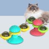 Cat Turntable Toy, Multifunction Catnip Rotating Windmill Toys with Strong Suction Cup, Interactive Play Self Groomer Massage Toy(D0101HEBN07)