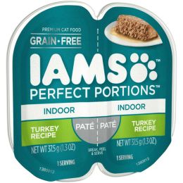 IAMS PERFECT PORTIONS Pate Indoor Turkey Recipe Cat Wet Food Tray 2.6 oz 24 Pack