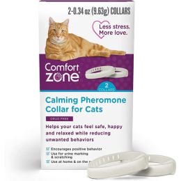 Comfort Zone Cat Calming Pheromone Collar, Anxiety & Stress Relief Aid, Breakaway Design, White, 2 Pack