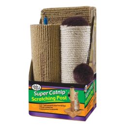 Four Paws Super Catnip Cat Scratching Post, Sisal and Carpet Scratching Post Brown 21 Inches Tall