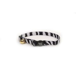 Safe Cat Fashion Adjustable Breakaway Cat Collar Zebra Black, White 3/8 in x 8-12 in