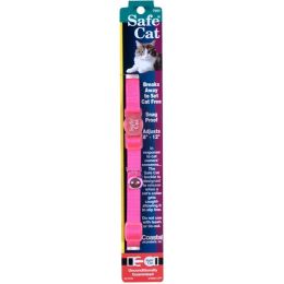 Safe Cat Adjustable Snag-Proof Nylon Breakaway Collar Neon Pink 3/8 in x 8-12 in