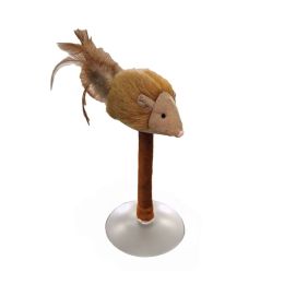 Spot Squeakeeez Mouse On Suction Cup Cat Toy Tan/Brown 7in