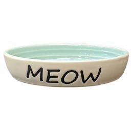 Spot Meow Oval Cat Bowl Green 6 in