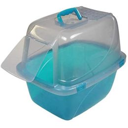 Van Ness Plastics Translucent Enclosed Cat Litter Box Translucent, Blue Large