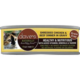 Dave Cat Grain Free Shredded Chicken N Beef 2.8 Oz (Case Of 24)