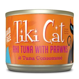 Tiki Pets Cat Manana Grill Ahi Tuna & Prawns in Broth 6oz.(Case Of 8)