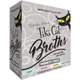 Tiki Pets Cat Broth Variety Pack 1.3oz.  Pouch (Case Of 12)