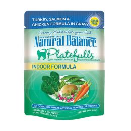Natural Balance Pet Foods Platefulls Indoor Turkey Salmon & Chicken in Gravy Cat Wet Food 3 oz 24 Pack