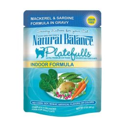 Natural Balance Pet Foods Platefulls Indoor Mackerel & Sardine Formula in Gravy Cat Wet Food 3 oz 24 Pack