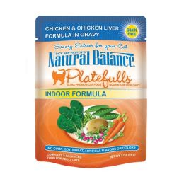 Natural Balance Pet Foods Platefulls Indoor Chicken & Chicken Liver Formula Cat Wet Food 3 oz 24 Pack