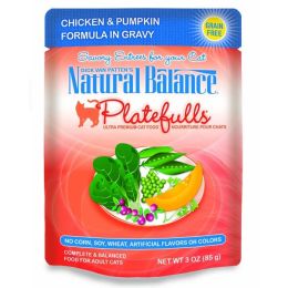 Natural Balance Pet Foods Platefulls Chicken & Pumpkin Formula in Gravy Cat Wet Food 3 oz 24 Pack