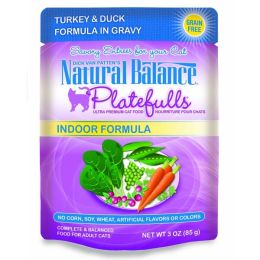 Natural Balance Pet Foods Platefulls Indoor Turkey & Duck Formula in Gravy Cat Wet Food 3 oz 24 Pack