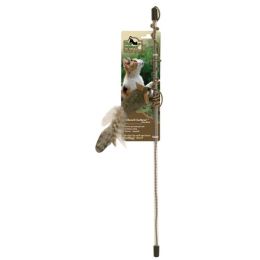OurPets Play-N-Squeak Teathered and Feathered Play Wand Catnip Toy Brown, 1ea