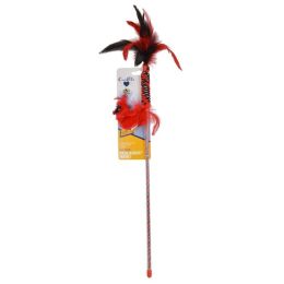 OurPets Real Bird Wand Cardinal Catnip Toy Red