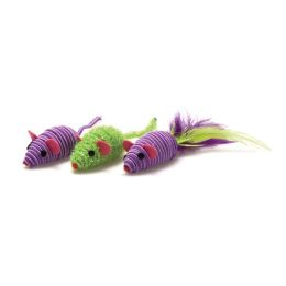 OurPets Three Twined Mice Catnip Toy Green, Purple 3 Pack, Mass